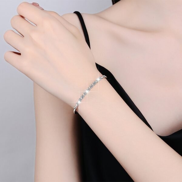 S925 Sterling Silver Women's Bracelet Gang Drill Adjustable Fashion Jewelry Moissanite - Image 5