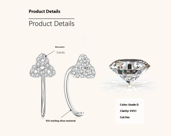 Clover Moissanite Earrings Female S925 Sterling Silver Studs Ear - Image 5