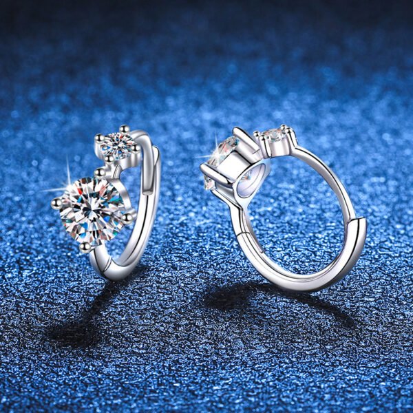 S925 Sterling Silver Earrings Plated Pt950 Simple Graceful Moissanite D Color - Image 2