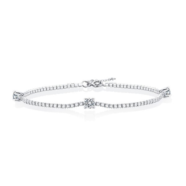 Silver Inlay Moissanite Round Bracelet - Image 6