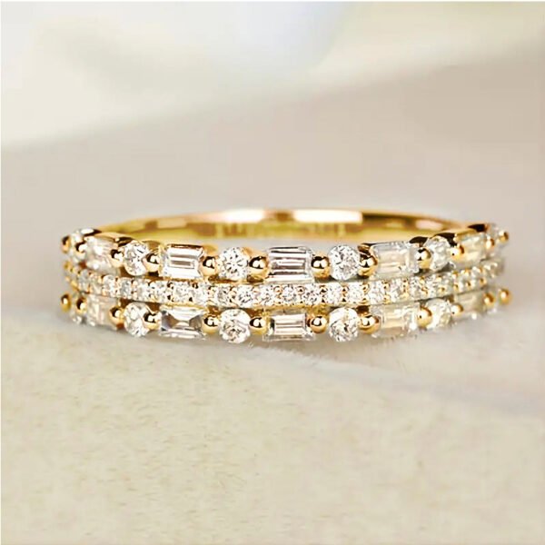 Three-layer Fine Circle Line Setting For Women Full Finger Rings - Image 5