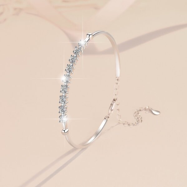 S925 Sterling Silver Women's Bracelet Gang Drill Adjustable Fashion Jewelry Moissanite - Image 8
