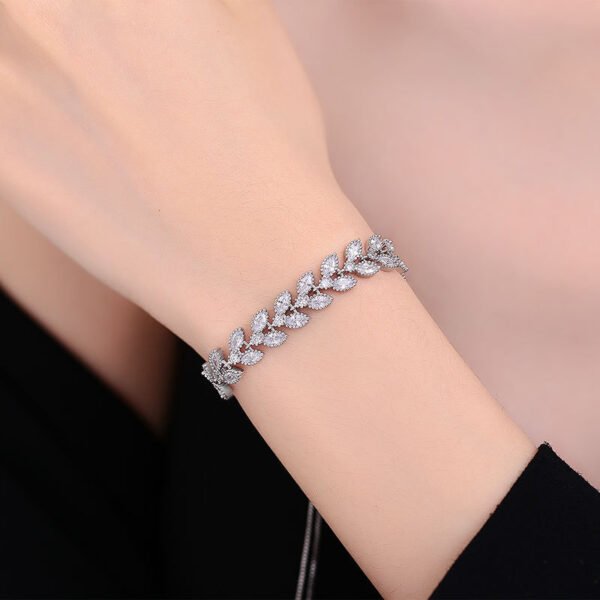 Moissanite Adjustable 925 Sterling Silver Wheat Bracelet - Image 3