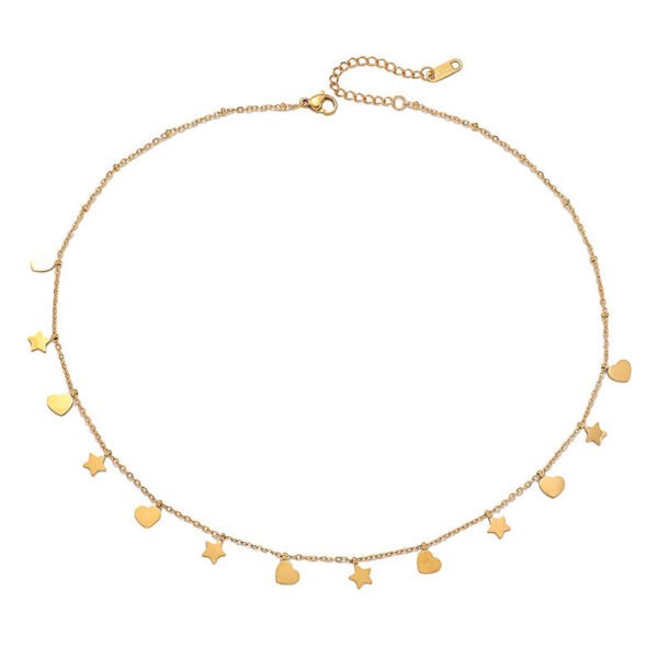 Fashion Simple Stainless Steel Glossy Love Star Necklace - Image 3