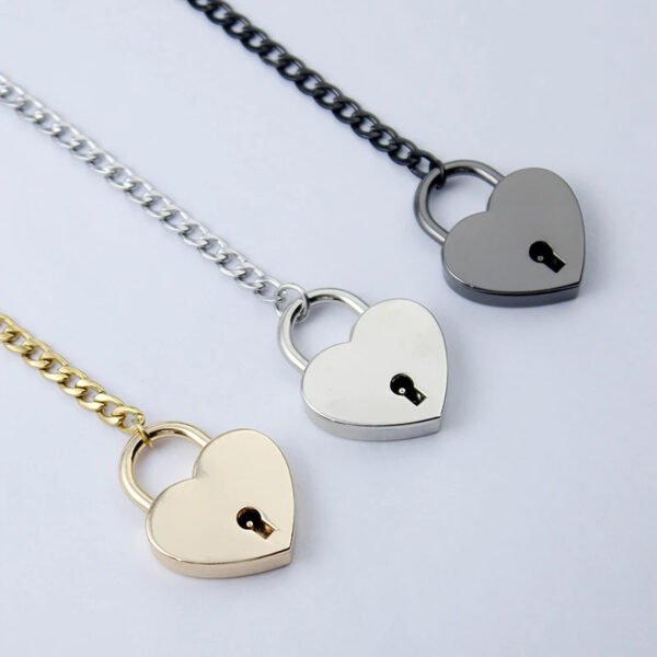 Fashion Jewelry 2024 New Slip Chain Necklace Heart O-Ring Rock Cuban Long Necklace Adjustable Heart Shaped Lock Core With Key - Image 3