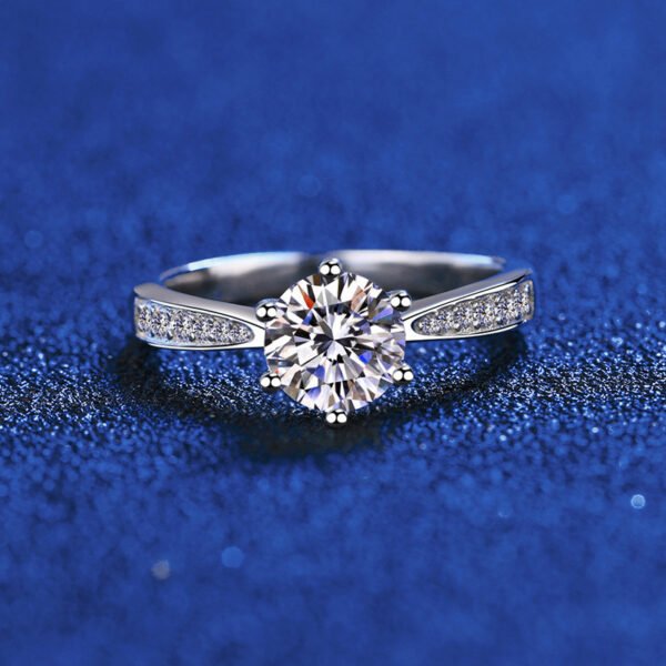 S925 Sterling Silver Ring D Color Moissanite 1 Karat 2 Karat Korean Style - Image 3
