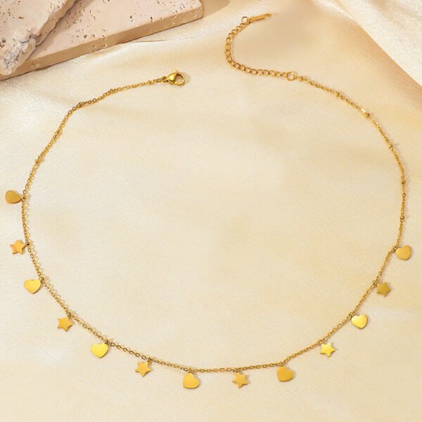 Fashion Simple Stainless Steel Glossy Love Star Necklace - Image 4