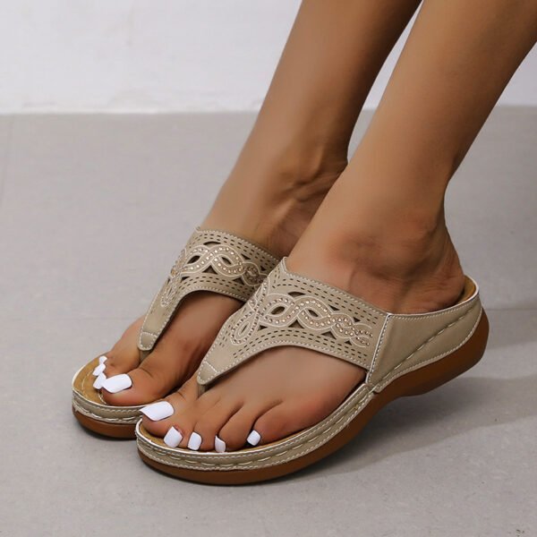 Clip Toe Wedge Sandals Women Summer Flip Flops Slippers Beach Shoes - Image 5