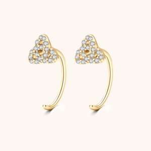 Clover Moissanite Earrings Female S925 Sterling Silver Studs Ear