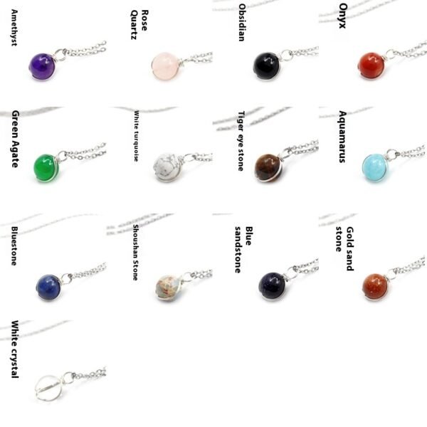 Winding Pendant Natural Crystal Red Agate Necklace Glass Ball Pendant Necklace Women Jewelry Gift - Image 4