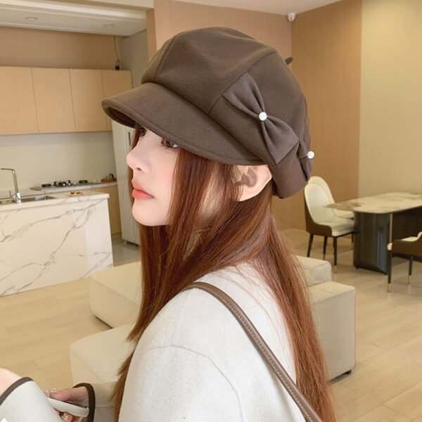 Fashion Pearl Bow Makes Face Look Small Beret Trendy - Image 7