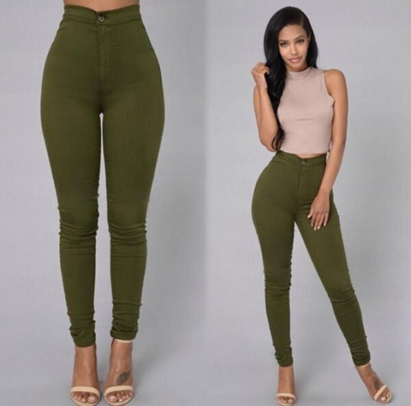 Casual Pants For Women High Waist Stretch Slim Trouser Skinny Candy Color Jeans - Image 8