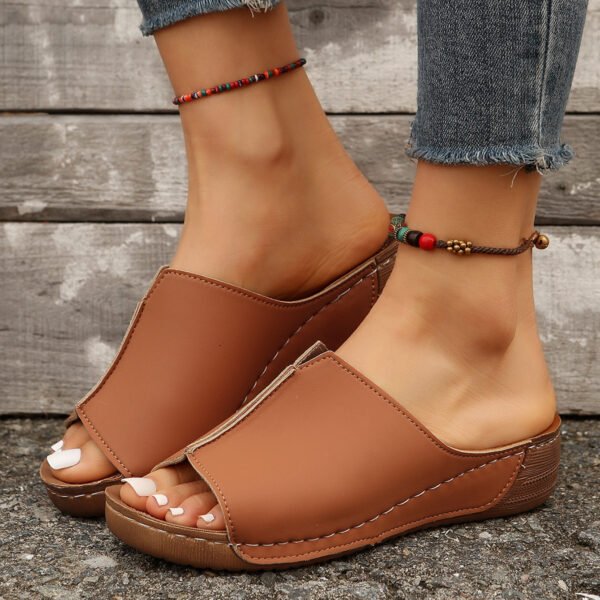 Fashion Solid Wedges Sandals Summer Casual Peep-toe Slippers Outdoor Thick Sole Heightening Slides Shoes Women - Image 7