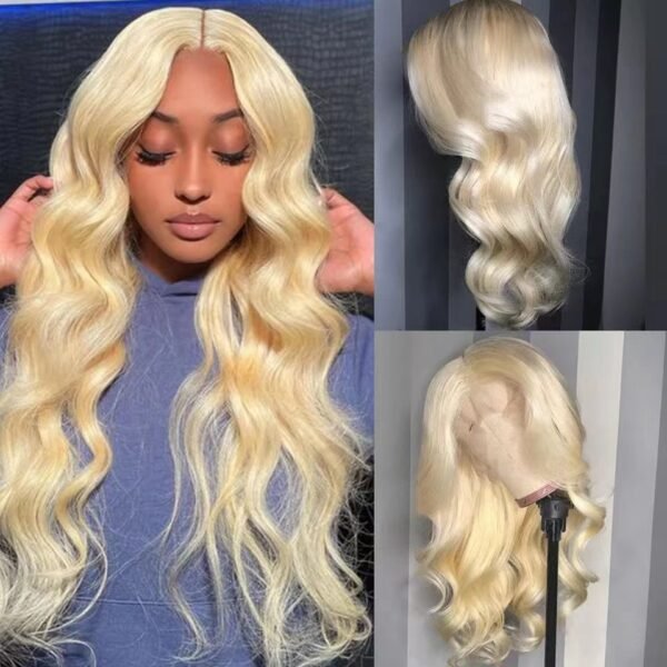 Long Curly Hair Light Blonde Big Waves African Women's Lace Wig - Image 3
