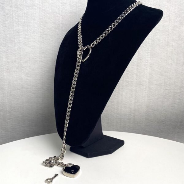 Fashion Jewelry 2024 New Slip Chain Necklace Heart O-Ring Rock Cuban Long Necklace Adjustable Heart Shaped Lock Core With Key - Image 7