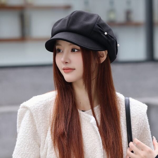 Fashion Pearl Bow Makes Face Look Small Beret Trendy - Image 8