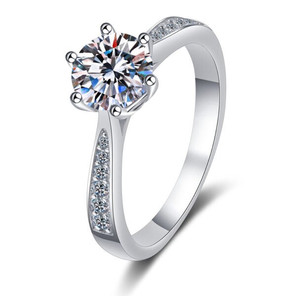 S925 Sterling Silver Ring D Color Moissanite 1 Karat 2 Karat Korean Style - Image 2