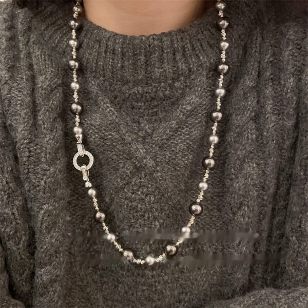 Mixed Color Pearl Necklace Women's Folding Retro Niche - Image 2