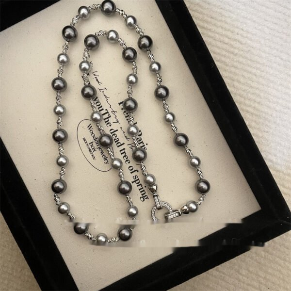 Mixed Color Pearl Necklace Women's Folding Retro Niche - Image 5