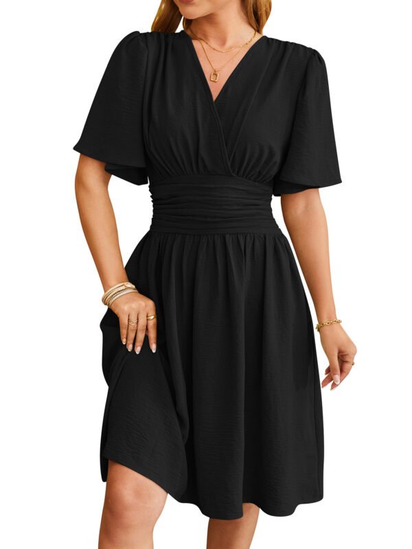 V-neck Short-sleeved Dress Fashion Bell-sleeved Dress Summer Womens Clothing - Image 5