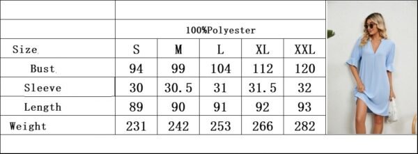European American Summer New Solid Color And V-neck Loose Pleated Half-length Sleeve Dress - Image 5