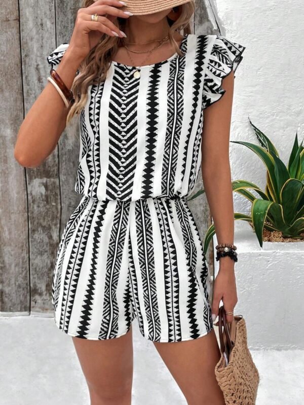 Female Strap Floral Print Ruffles Jumpsuit - Image 2