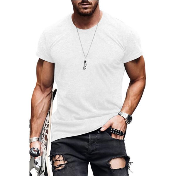 Men's Casual Short Sleeve T-shirt Summer Fashion Solid Color Tops - Image 4