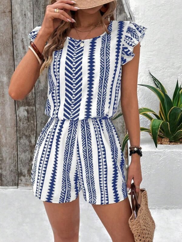 Female Strap Floral Print Ruffles Jumpsuit - Image 8