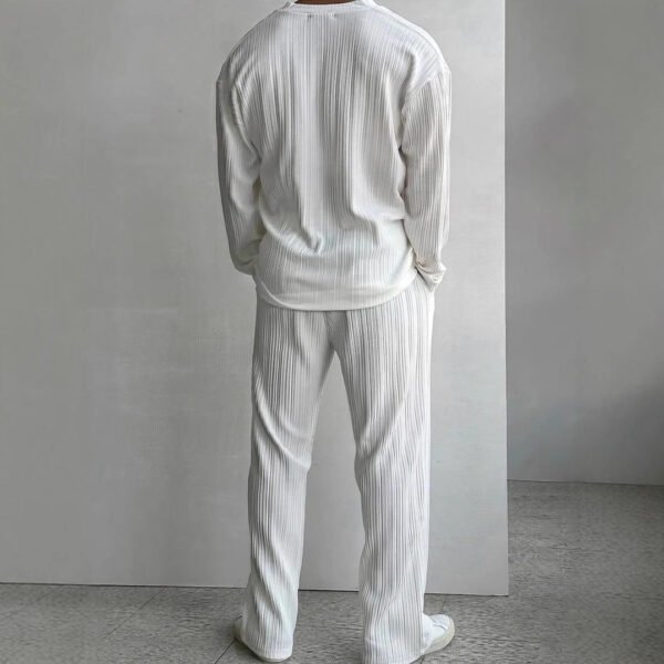 Men's Casual Button Shirt Long Sleeve Trousers Suit - Image 3