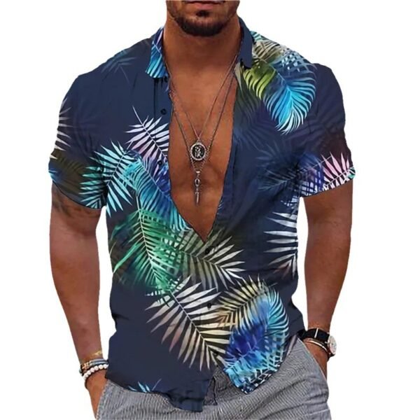 3D Personalized Printing T-shirt Summer Loose Short Sleeve Lapel Shirt Casual Streetwear Clothing For Men - Image 4