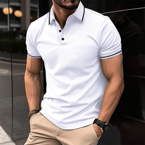 Men's Lapel Short Sleeve Polo Shirt Summer Sports Casual Tops - Image 9