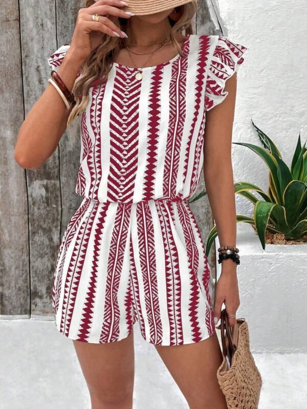 Female Strap Floral Print Ruffles Jumpsuit - Image 3