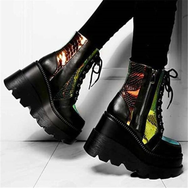 Plus Size Female Punk Style Platform Street Fashion Motorcycle Boots - Image 4