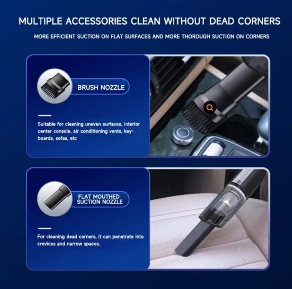Wireless Silver Car Vacuum Cleaner Wireless Car With Strong Suction Handheld Vacuum Cleaner Small Mini Rechargeable Home Vacuum Cleaner - Image 5