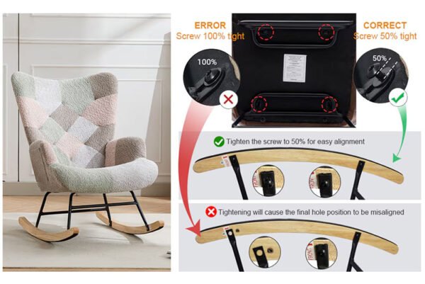 Modern Patchwork Accent Chair With Solid Wood Armrest And Feet, Mid-Century Modern Accent Sofa, Fabric Sofa Chair For Living Room Bedroom Studio, Comfy Side Armchair For Bed Cannot Be Sold On Temu - Image 2
