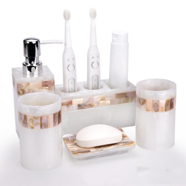 Light Luxury Shell Bathroom Decoration Accessories Toothbrush Holder Soap Dispenser Lotion Bottle Bathroom Supplies Wash Set 5.0 - Image 6