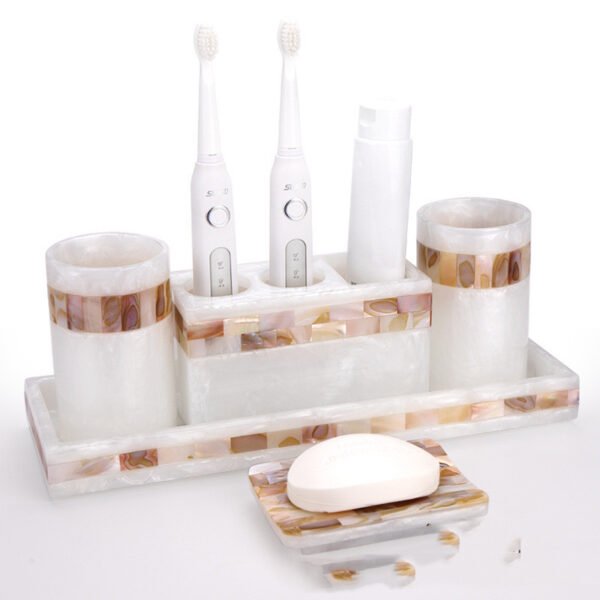 Light Luxury Shell Bathroom Decoration Accessories Toothbrush Holder Soap Dispenser Lotion Bottle Bathroom Supplies Wash Set 5.0 - Image 8