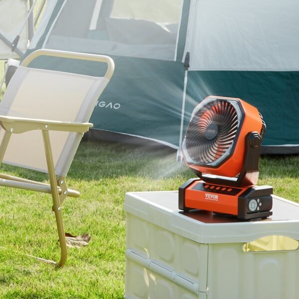 VEVOR Portable Fan Rechargeable 9 Inch, Battery Powered Fan With LED Lantern, 4 Speeds Adjustable  Automatic Swivel & Timer , USB Battery Operated Fans For Travel Bedroom Home Camping Office - Image 4