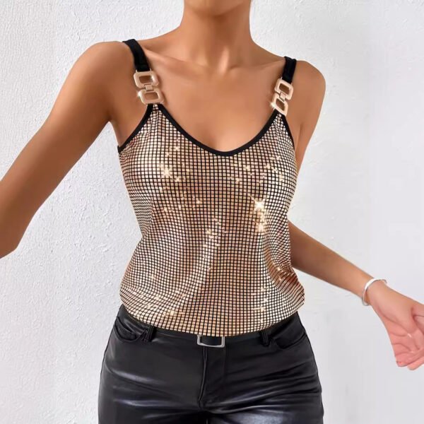 Summer Sequined Suspender Chain Vest Top Women's  Clothing - Image 3