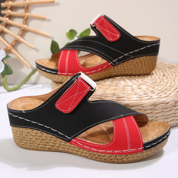 Sewing Line Lightweight Wedge Velcro Multicolor Shoes - Image 7