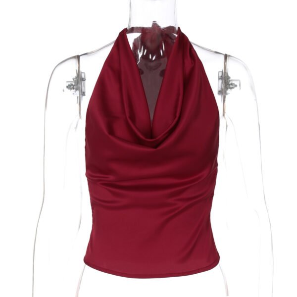 Women's Halter Backless Tank Vest Fashion Solid Color Slim Fit Tied Tube Top - Image 6
