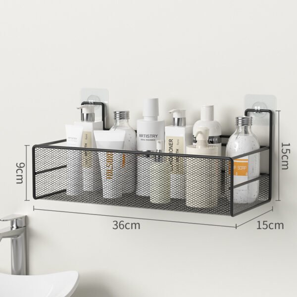 Wall-Mounted Bathroom Shelf No Drill Shower Shampoo Organizer Toilet Accessories - Image 6