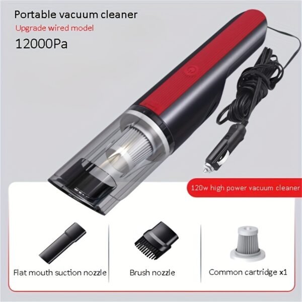 Wired Silver And Red Car Vacuum Cleaner Car With Strong Suction Handheld Vacuum Cleaner Small Mini Rechargeable Home Vacuum Cleaner - Image 4