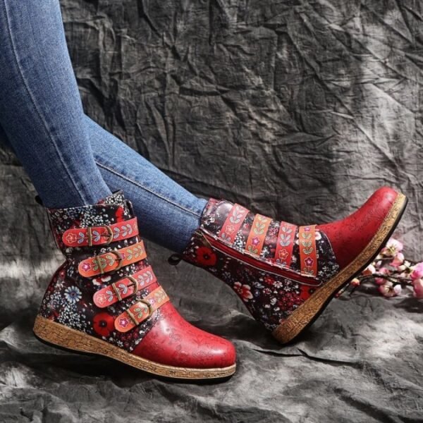 Women's Embroidered Ethnic Boho Flat Boots - Image 4