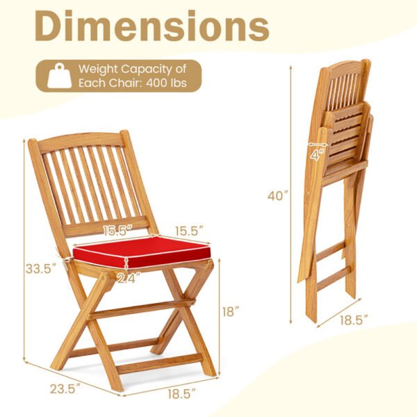 Outdoor Folding Chairs With Seat Cushions Set Of 2 - Image 5