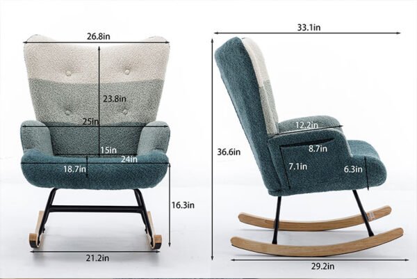 Modern Patchwork Accent Chair With Solid Wood Armrest And Feet, Mid-Century Modern Accent Sofa, Fabric Sofa Chair For Living Room Bedroom Studio, Comfy Side Armchair For Bed Cannot Be Sold On Temu - Image 3