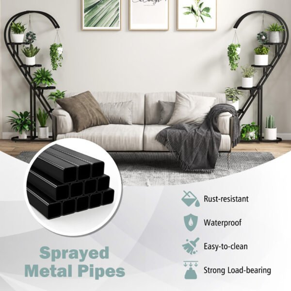5 Tier Metal Plant Stand With Hanging Hook For Multiple Plants - Image 7