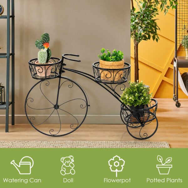 Tricycle Plant Stand Flower Pot Cart Holder In Parisian Style - Image 4