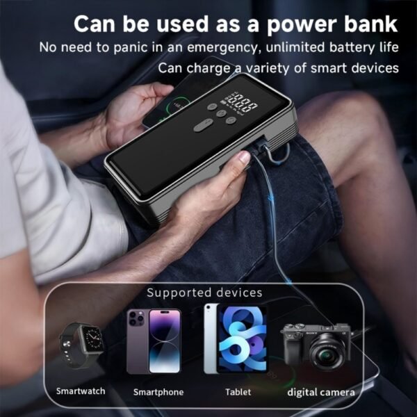 Car Battery Starter With Air Compressor 12V 2000A Car Battery Starter Digital Tire Inflator - Image 3