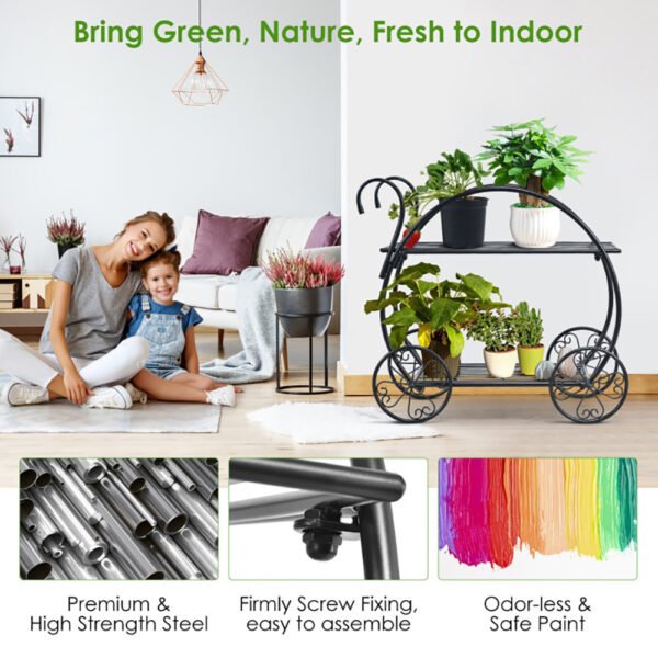 Heavy Duty Metal Flower Cart Plant Stand - Image 10